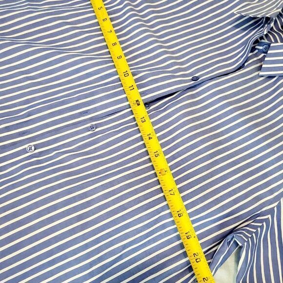 Easy Care Cotton Stripe Print Point collar Short sleeve Button Front shirt Size - Picture 3 of 14